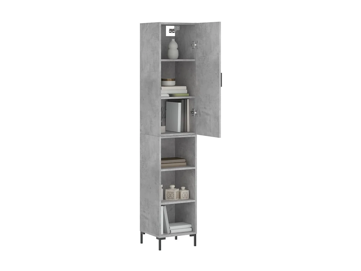 Buffet haut Gris béton 34,5x34x180 cm Bois d'ingénierie QWE38240