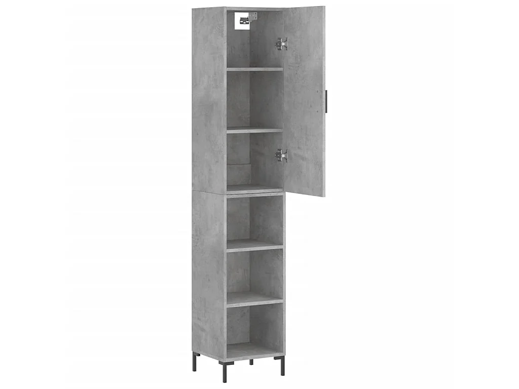 Buffet haut Gris béton 34,5x34x180 cm Bois d'ingénierie QWE38240