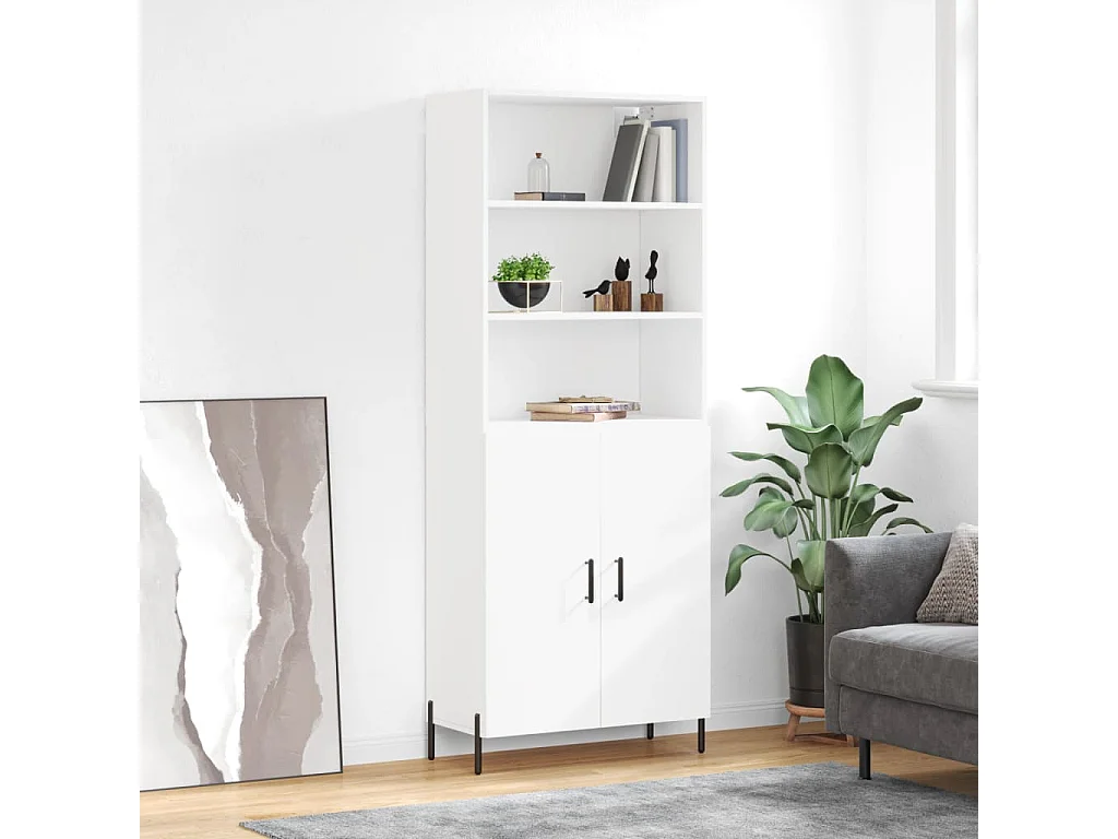 Aparador alto 69,5x34x180 cm derivados de madeira branco PT715159