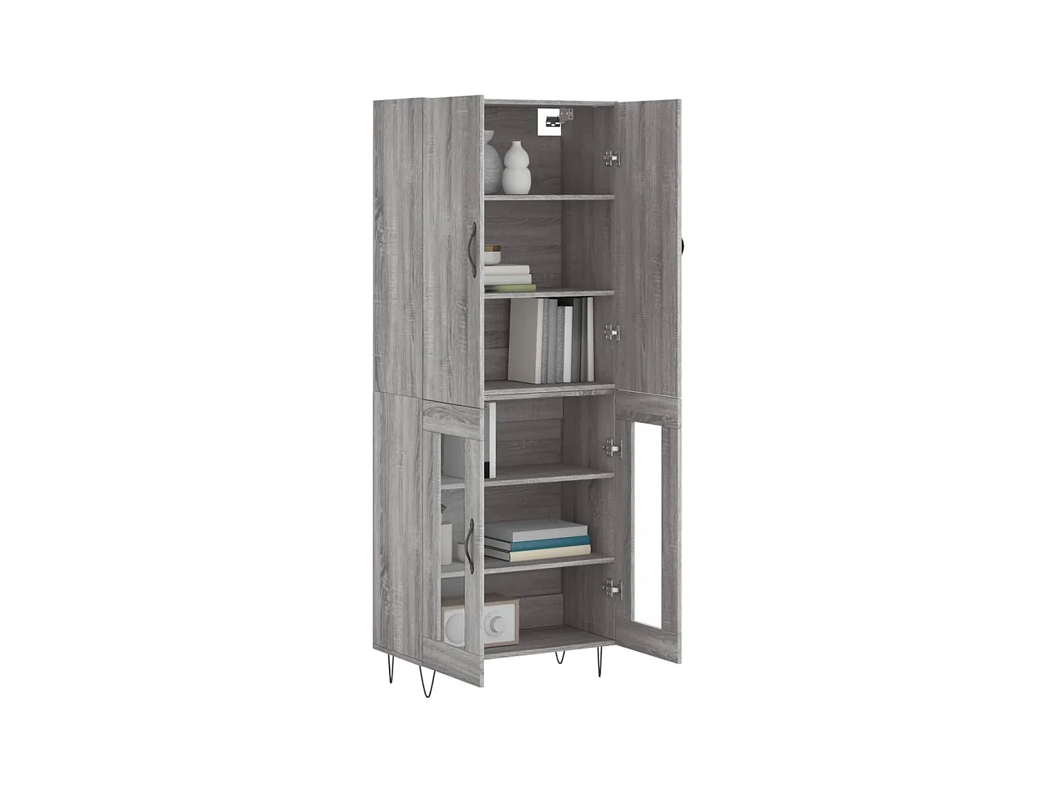 Highboard,Kommode Grau Sonoma 69,5x34x180 cm Holzwerkstoff -gkd745738