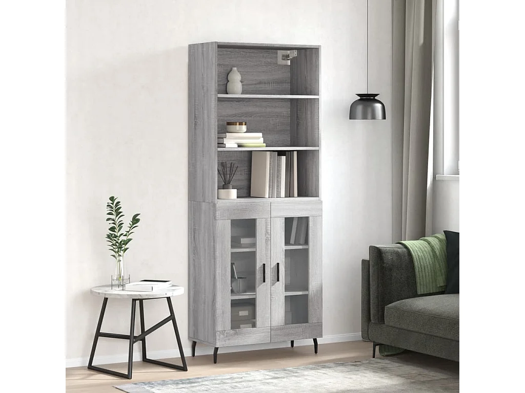 Buffet haut Sonoma gris 69,5x34x180 cm Bois d'ingénierie QWE78792