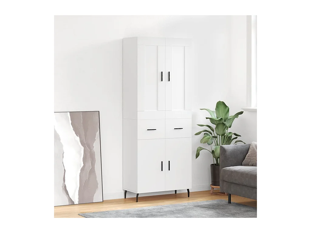 Buffet haut Blanc 69,5x34x180 cm Bois d'ingénierie QWE25519