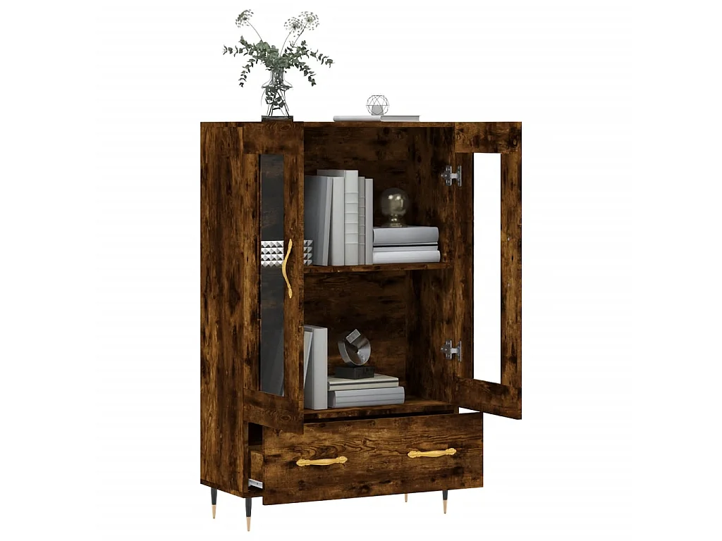 Buffet haut chêne fumé 69,5x31x115 cm bois d'ingénierie QWE44164