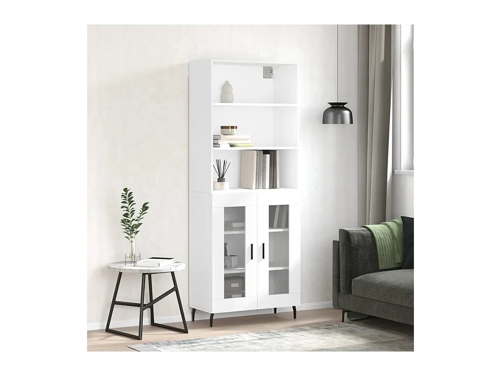 Buffet haut Blanc 69,5x34x180 cm Bois d'ingénierie QWE41086