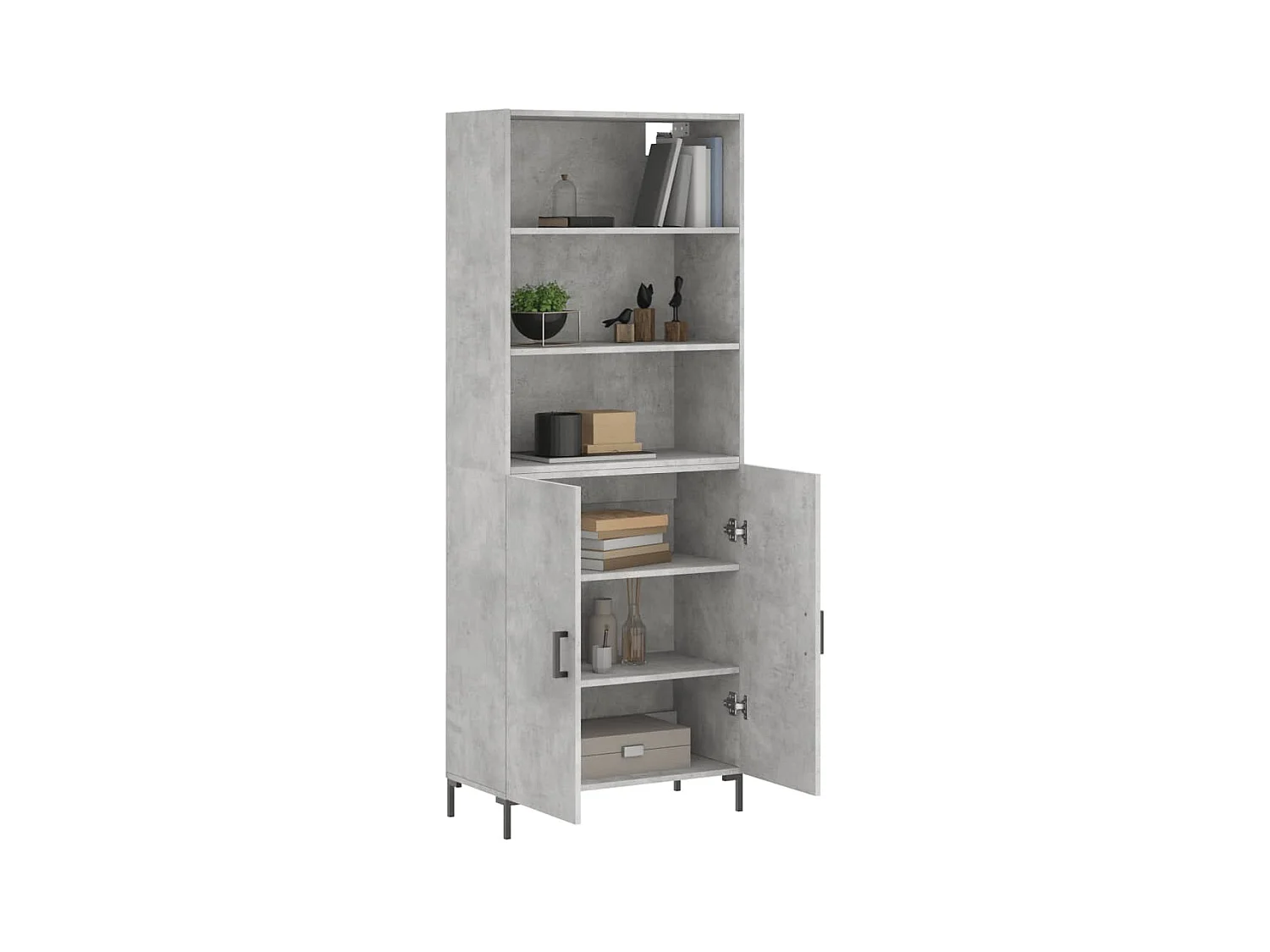 Highboard,Kommode Betongrau 69,5x34x180 cm Holzwerkstoff -gkd42435