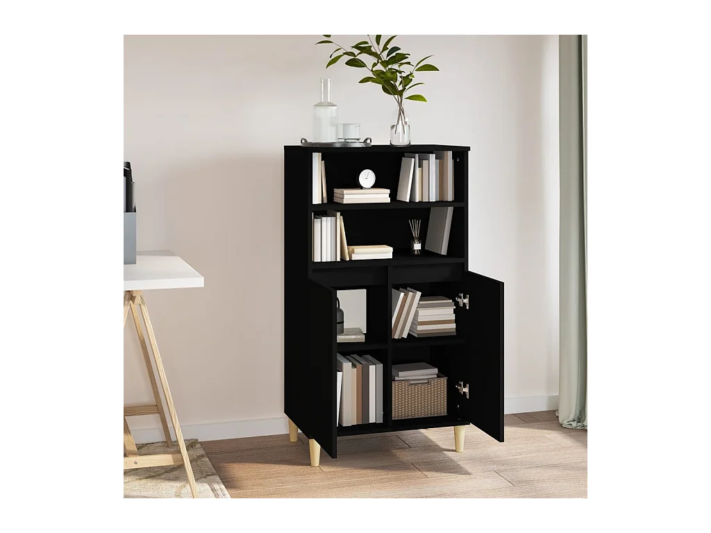 Highboard,Kommode Schwarz 60x36x110 cm Holzwerkstoff -gkd695891
