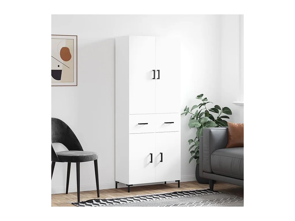 Buffet haut Blanc 69,5x34x180 cm Bois d'ingénierie QWE15005