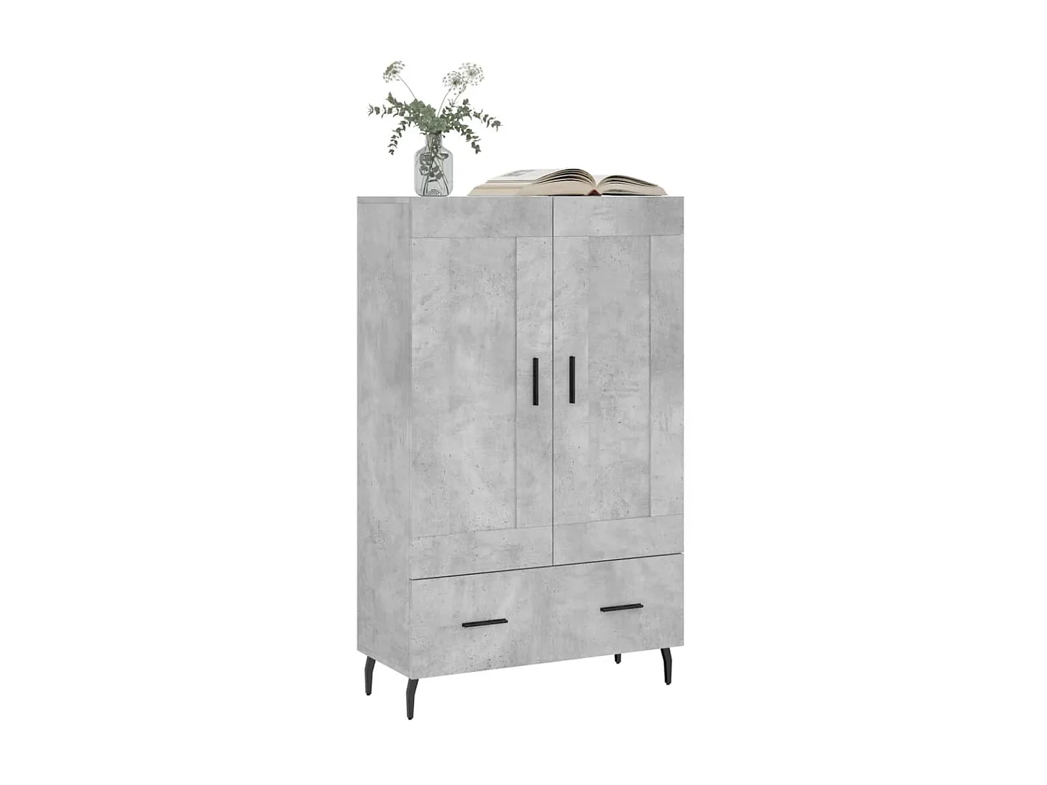 Buffet haut gris béton 69,5x31x115 cm bois d'ingénierie QWE83534