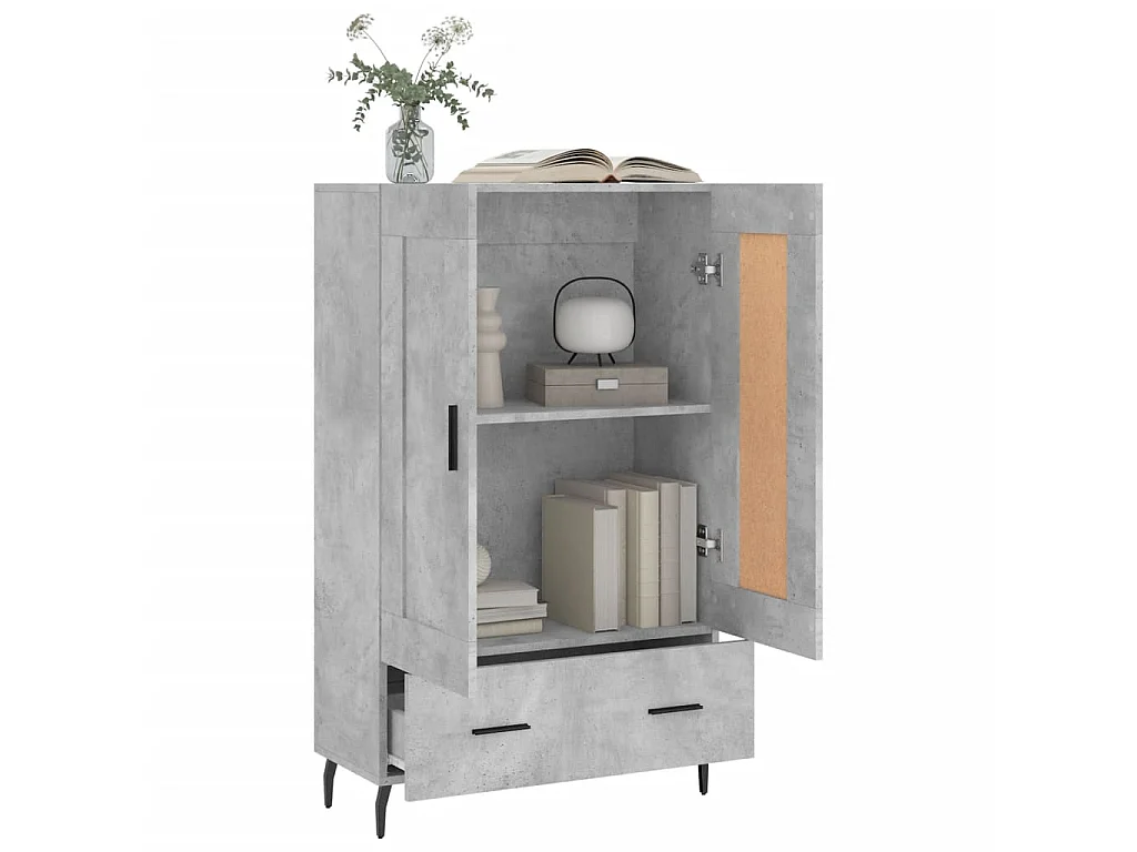 Buffet haut gris béton 69,5x31x115 cm bois d'ingénierie QWE83534