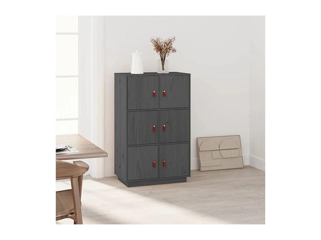 Buffet haut Gris 67x40x108,5 cm Bois massif de pin EGER92606