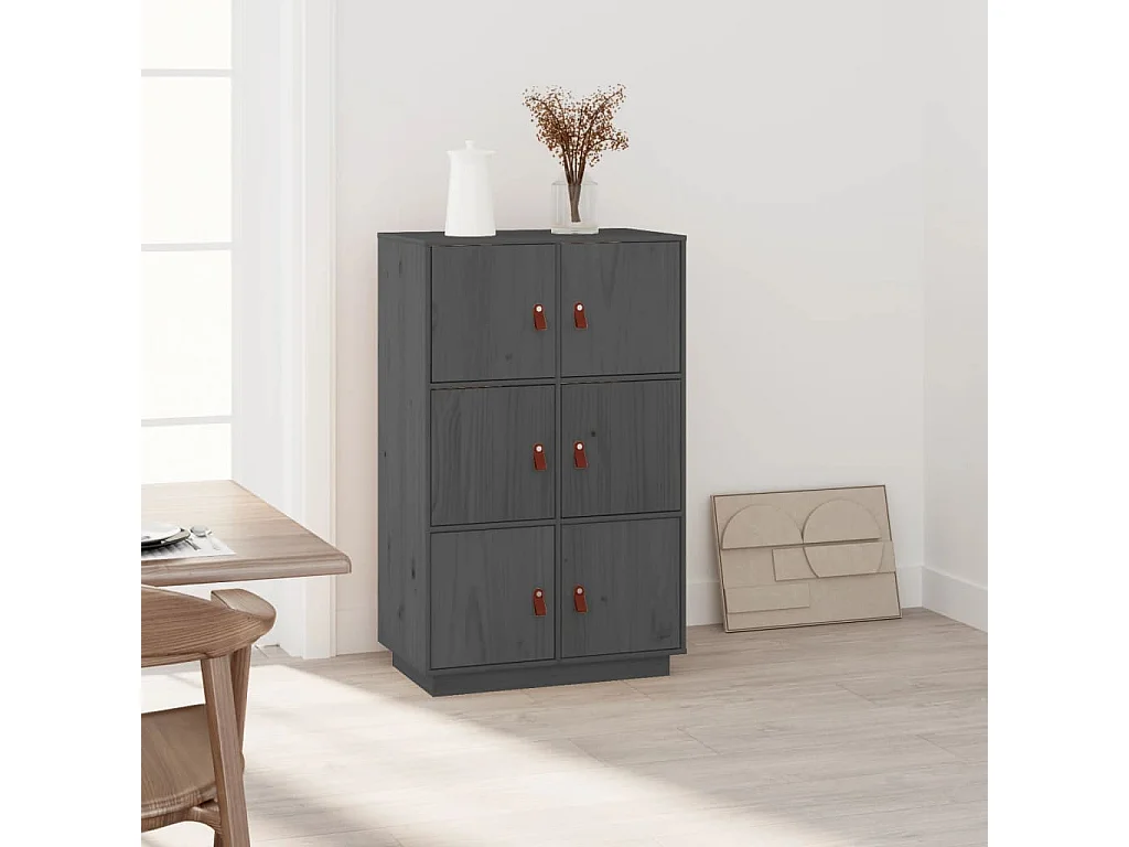 Buffet haut Gris 67x40x108,5 cm Bois massif de pin EGER92606