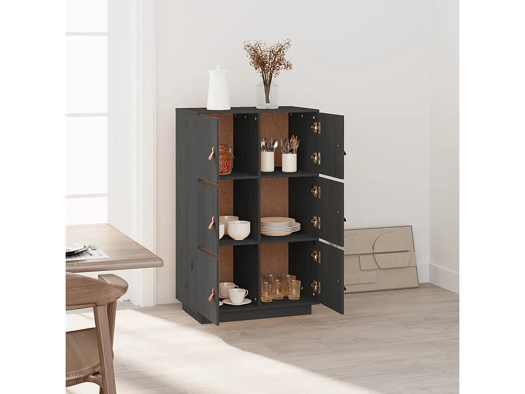 Buffet haut Gris 67x40x108,5 cm Bois massif de pin EGER92606