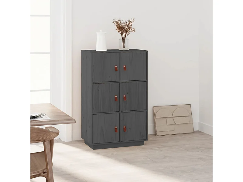 Buffet haut Gris 67x40x108,5 cm Bois massif de pin EGER92606