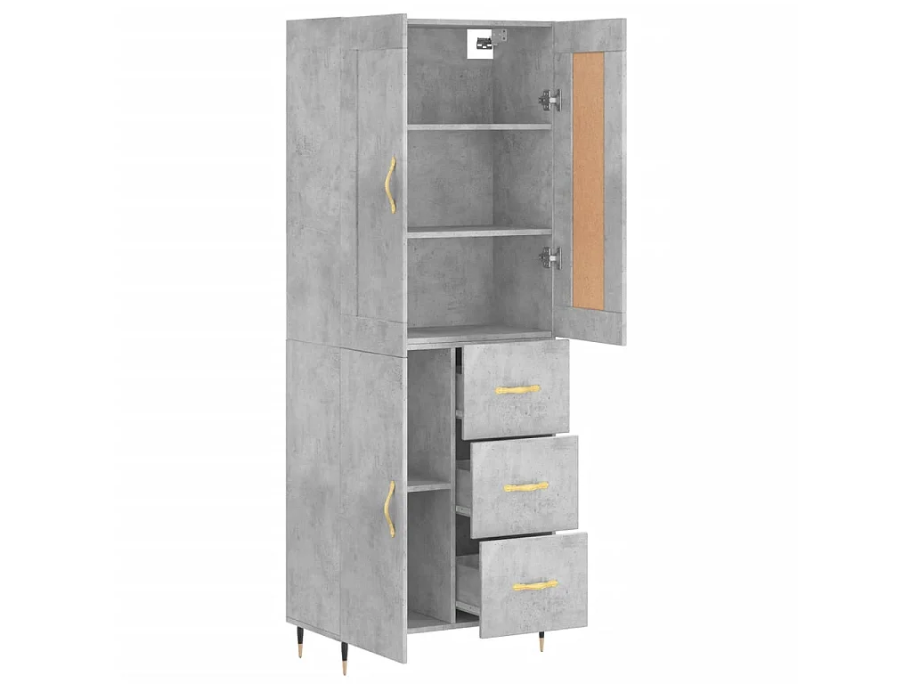 Buffet haut Gris béton 69,5x34x180 cm Bois d'ingénierie QWE13373