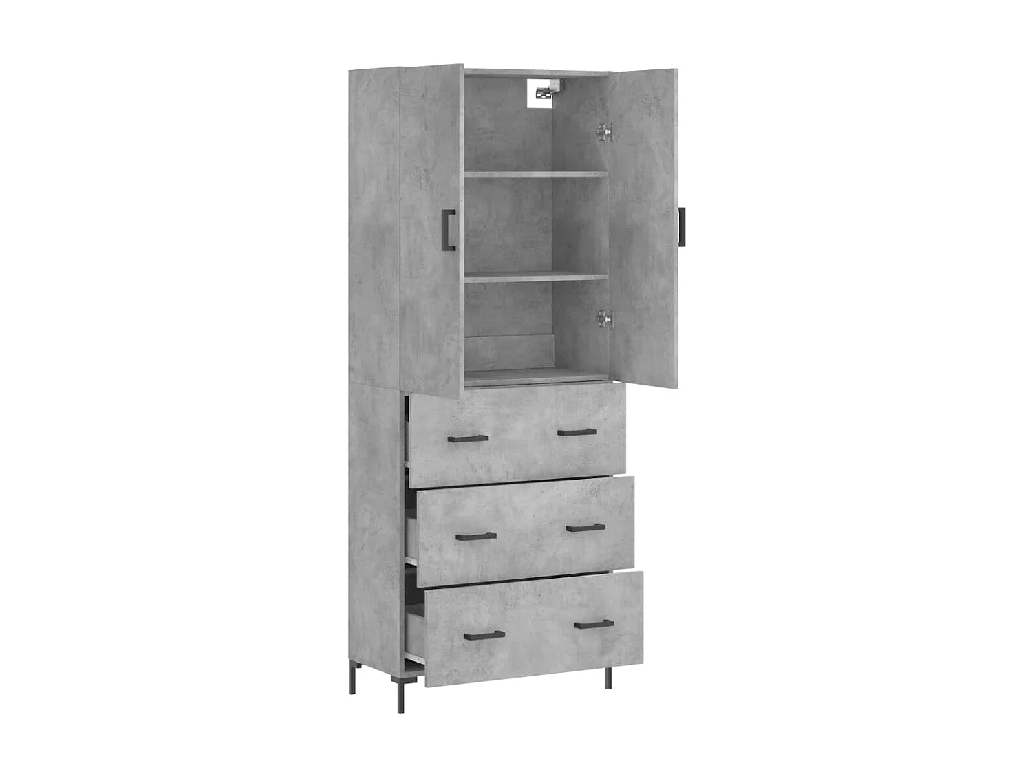 Buffet haut Gris béton 69,5x34x180 cm Bois d'ingénierie QWE84618