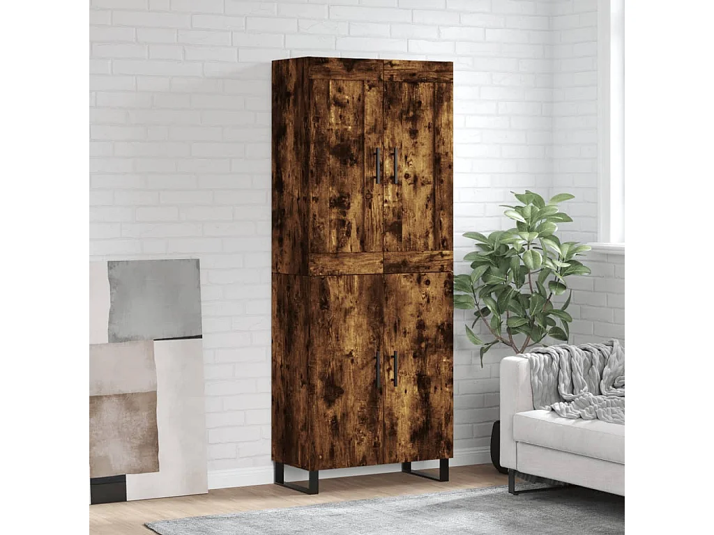 Hoge kast 69,5x34x180 cm bewerkt hout gerookt eikenkleurig NL68300