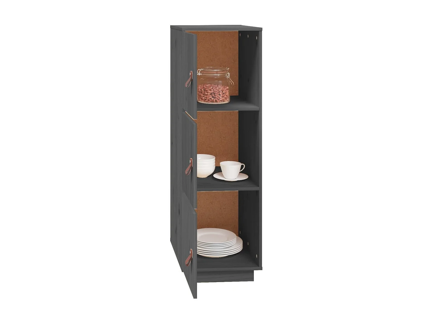 Highboard,Kommode Grau 34x40x108,5 cm Massivholz Kiefer -gkd899131