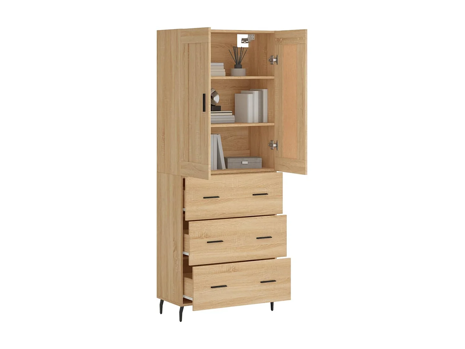 Buffet haut Chêne sonoma 69,5x34x180 cm Bois d'ingénierie QWE33285