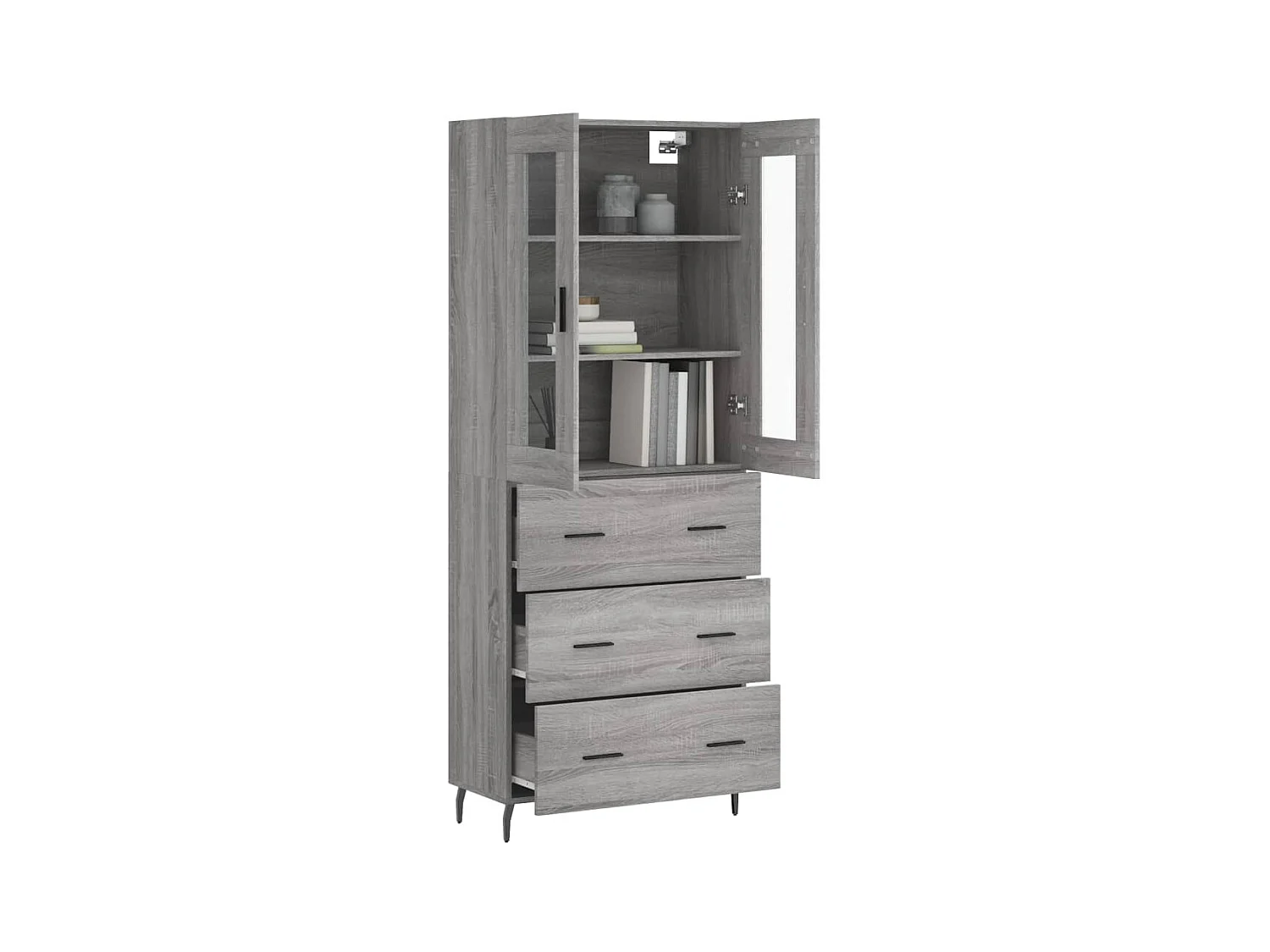 Highboard,Kommode Grau Sonoma 69,5x34x180 cm Holzwerkstoff -gkd10040