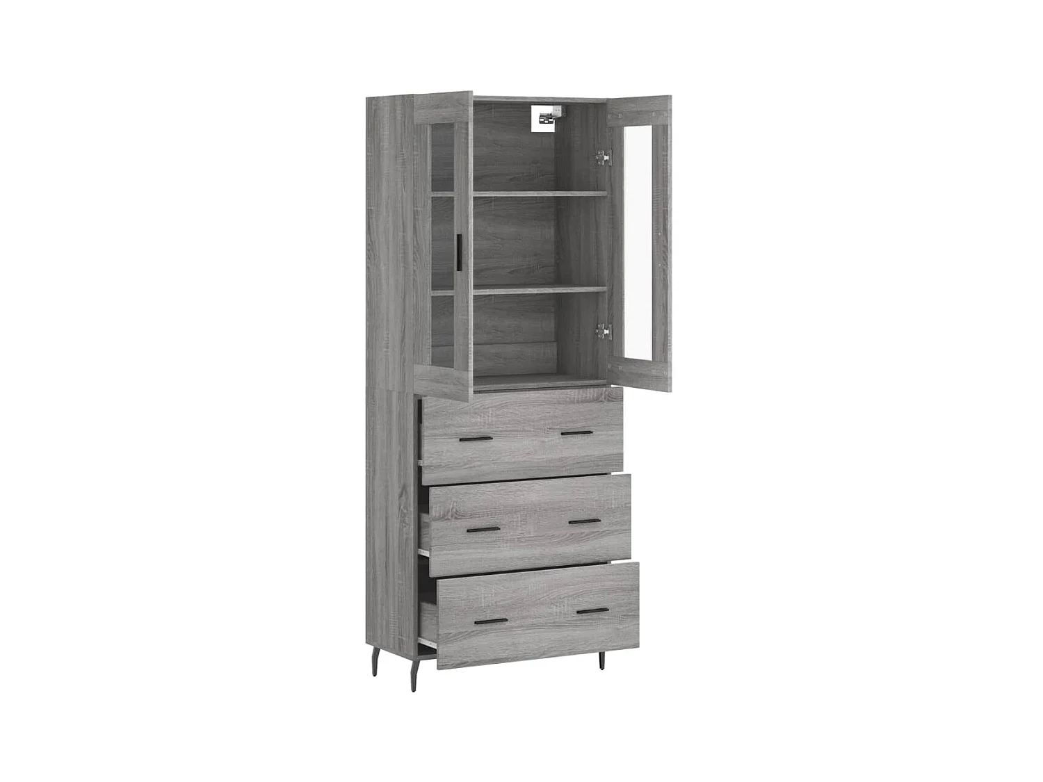 Highboard,Kommode Grau Sonoma 69,5x34x180 cm Holzwerkstoff -gkd10040