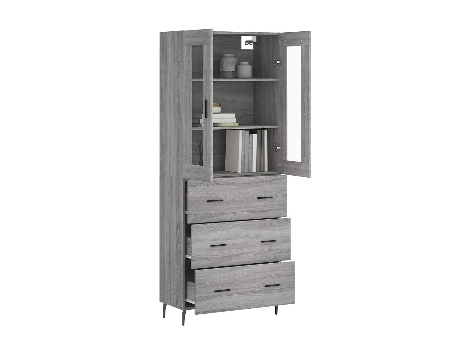 Buffet haut Sonoma gris 69,5x34x180 cm Bois d'ingénierie QWE56512