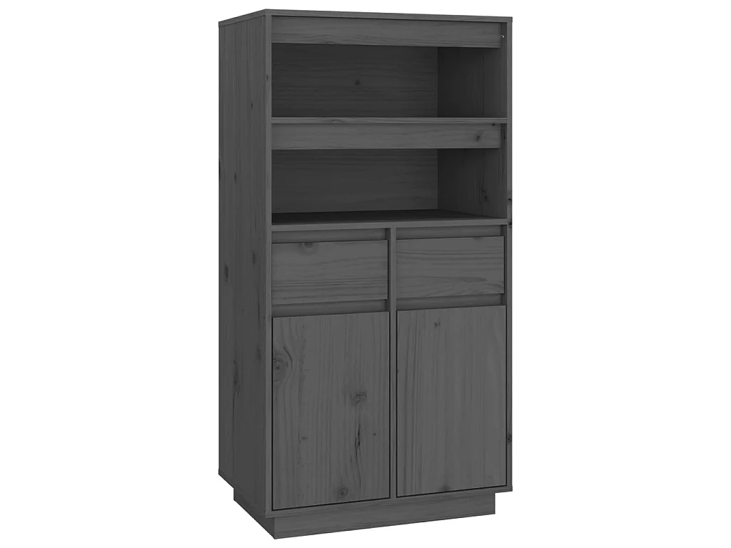 Highboard,Kommode Grau 60x40x116,5 cm Massivholz Kiefer -gkd222838