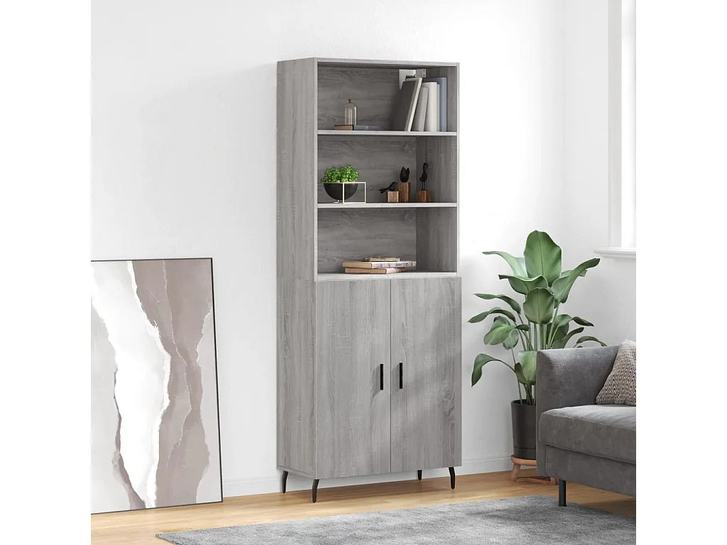 Highboard,Kommode Grau Sonoma 69,5x34x180 cm Holzwerkstoff -gkd514127