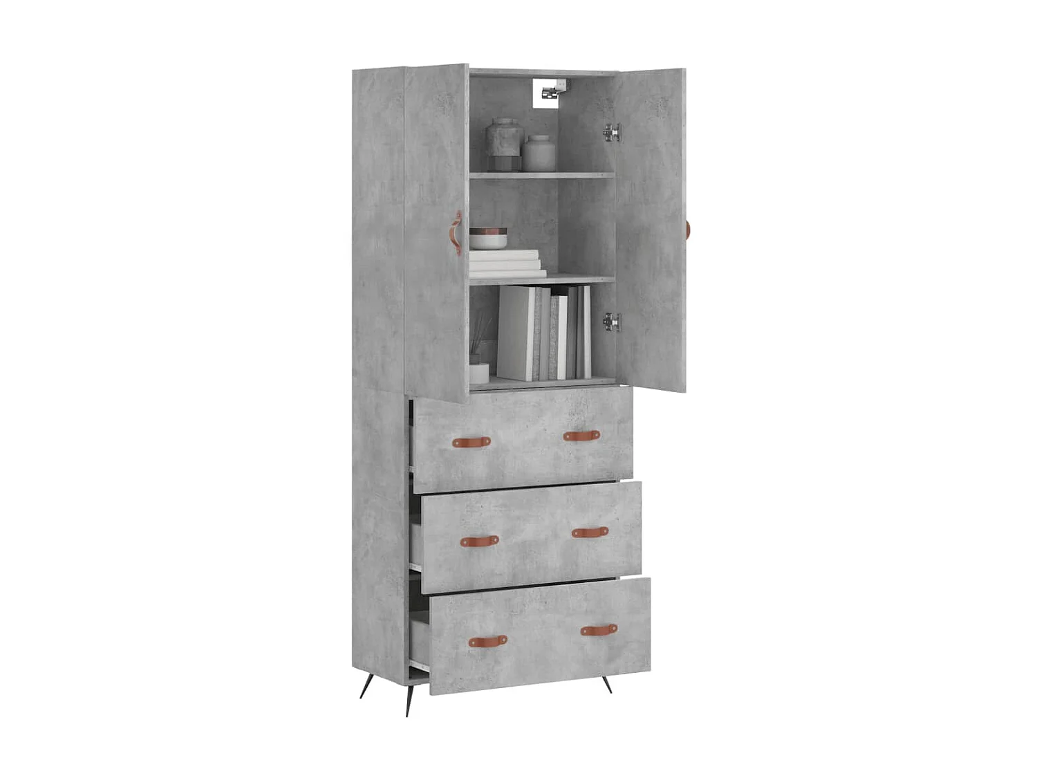 Aparador alto 69,5x34x180 cm derivados de madeira cinza cimento PT676392