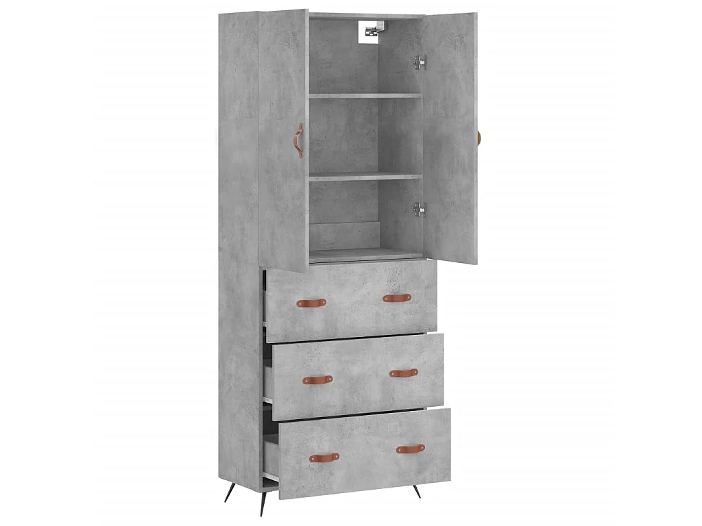 Aparador alto 69,5x34x180 cm derivados de madeira cinza cimento PT676392