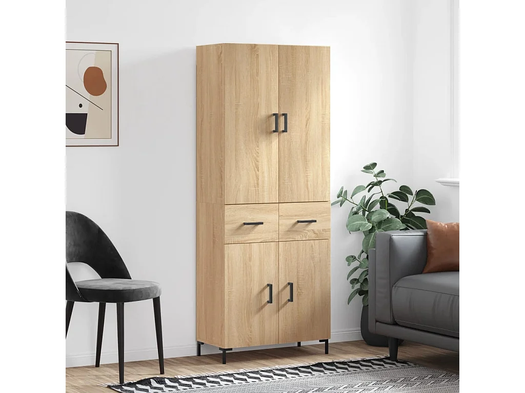 Aparador alto madera contrachapada color roble 69,5x34x180 cm ES96481