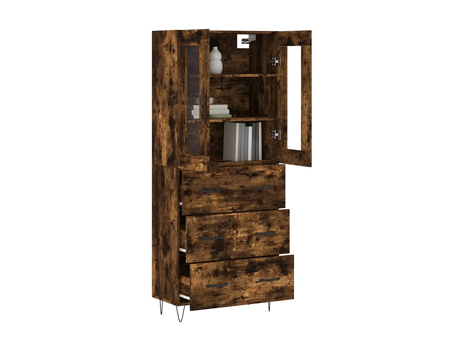 Buffet haut Chêne fumé 69,5x34x180 cm Bois d'ingénierie QWE99188