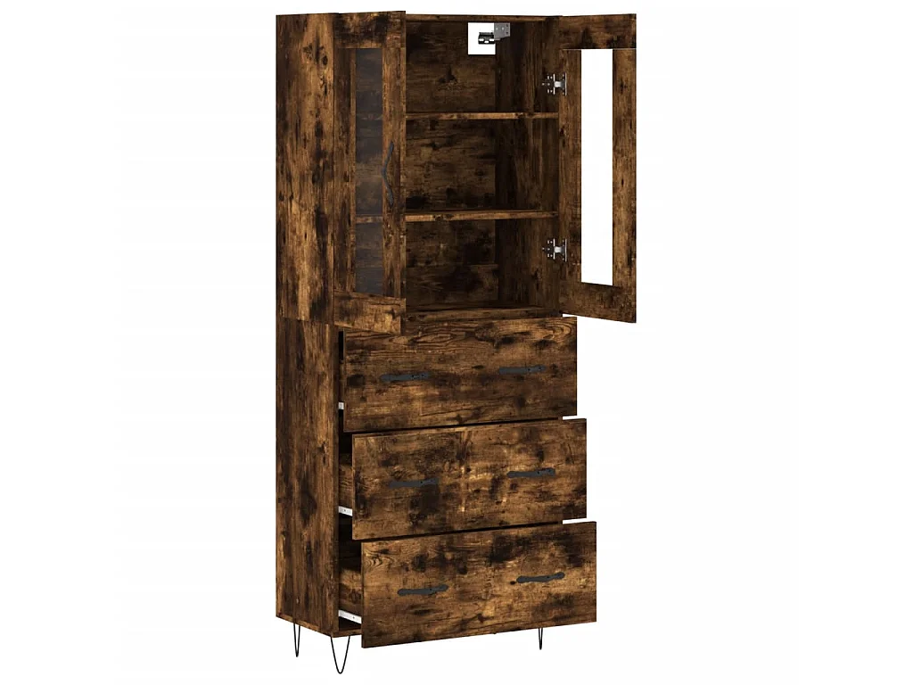 Buffet haut Chêne fumé 69,5x34x180 cm Bois d'ingénierie QWE99188