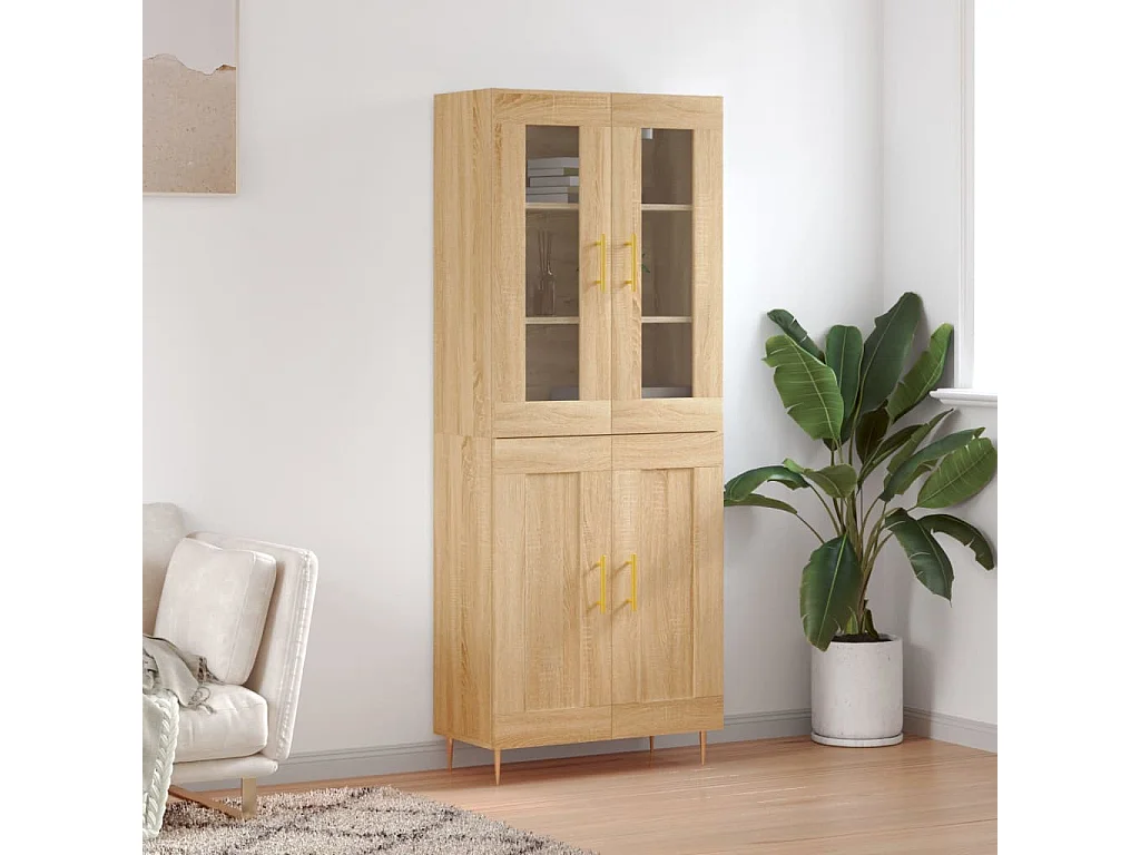 Buffet haut Chêne sonoma 69,5x34x180 cm Bois d'ingénierie QWE50784