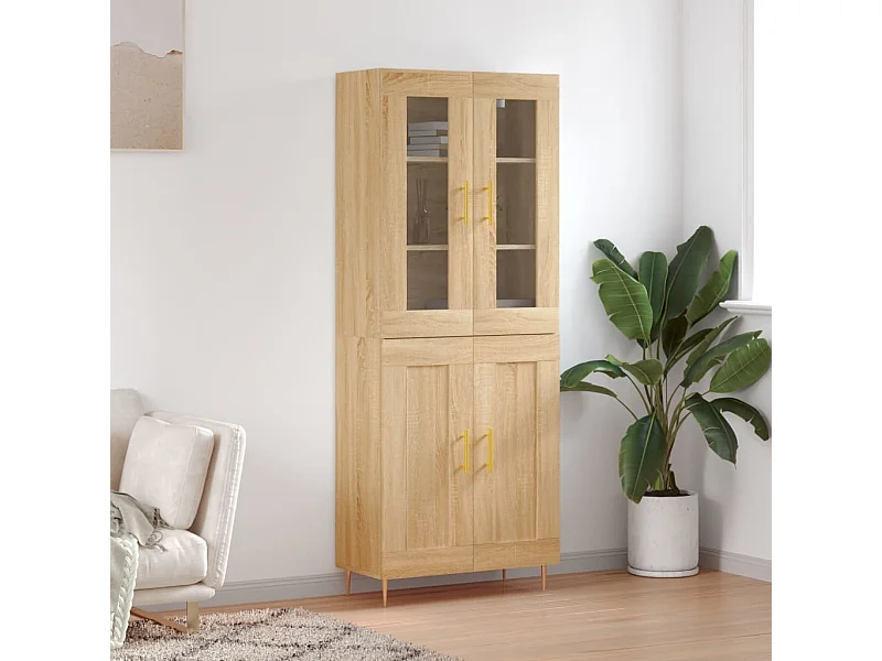 Buffet haut Chêne sonoma 69,5x34x180 cm Bois d'ingénierie QWE50784