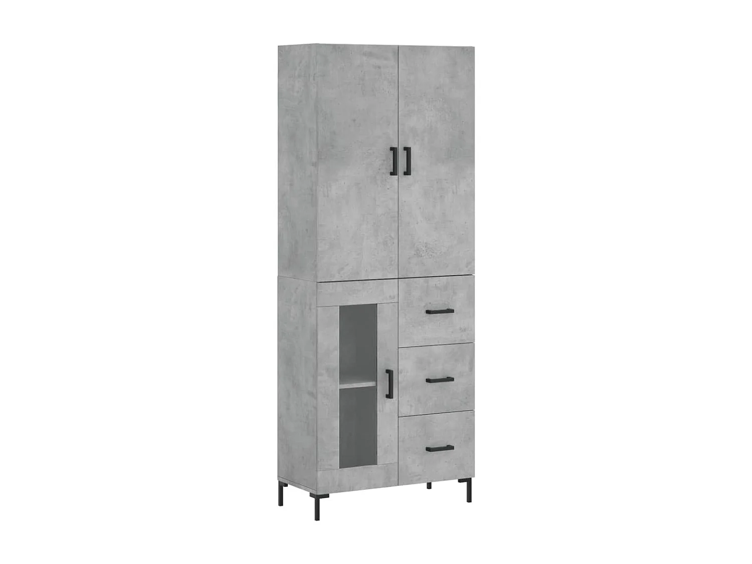 Buffet haut Gris béton 69,5x34x180 cm Bois d'ingénierie QWE46507