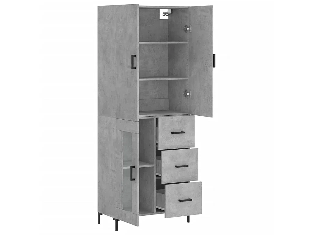 Buffet haut Gris béton 69,5x34x180 cm Bois d'ingénierie QWE46507
