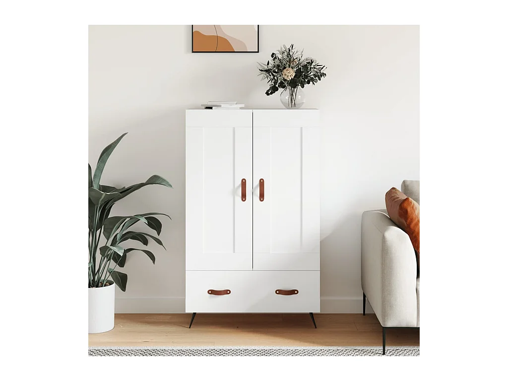 Buffet haut blanc 69,5x31x115 cm bois d'ingénierie QWE97742