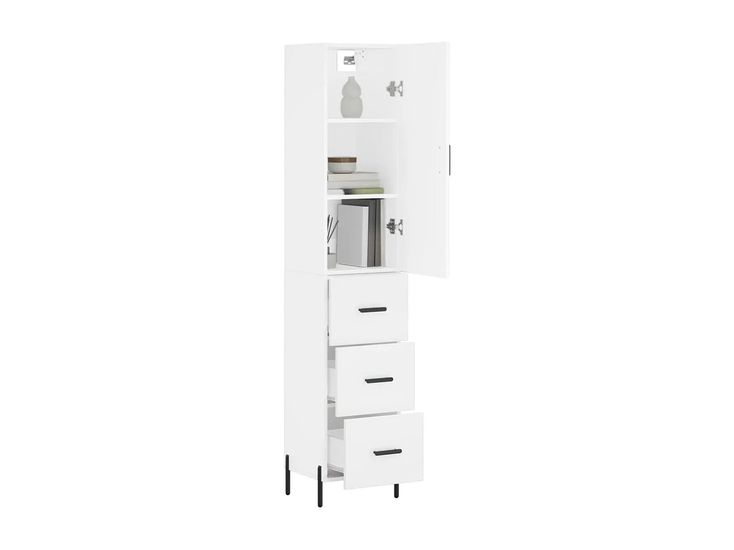 Buffet haut Blanc 34,5x34x180 cm Bois d'ingénierie QWE54423