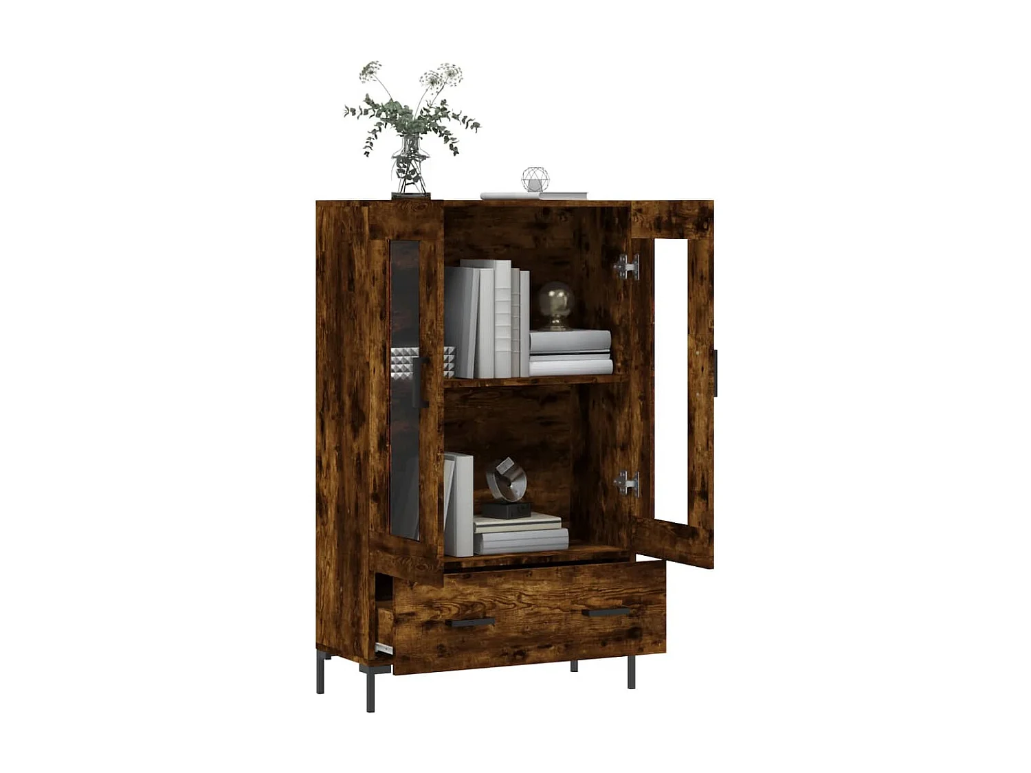 Aparador alto madera de ingeniería roble ahumado 69,5x31x115 cm ES65613