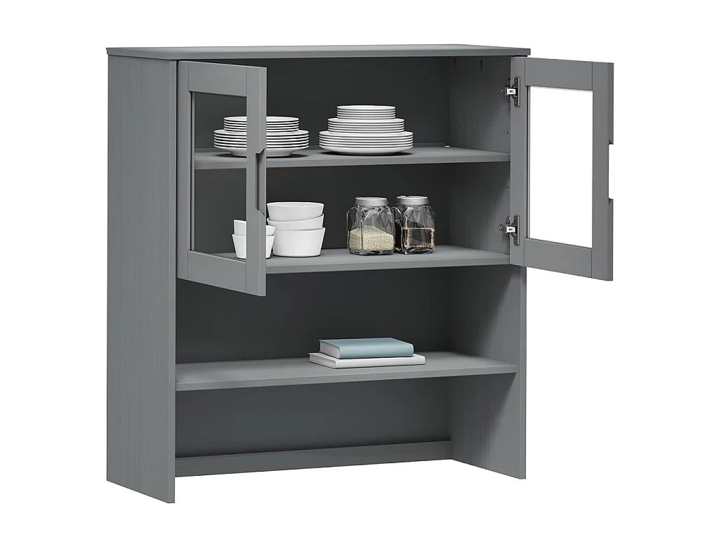 Highboard,Kommode-Oberteil MOLDE Grau 90x35x100 cm Massivholz Kiefer -gkd567370
