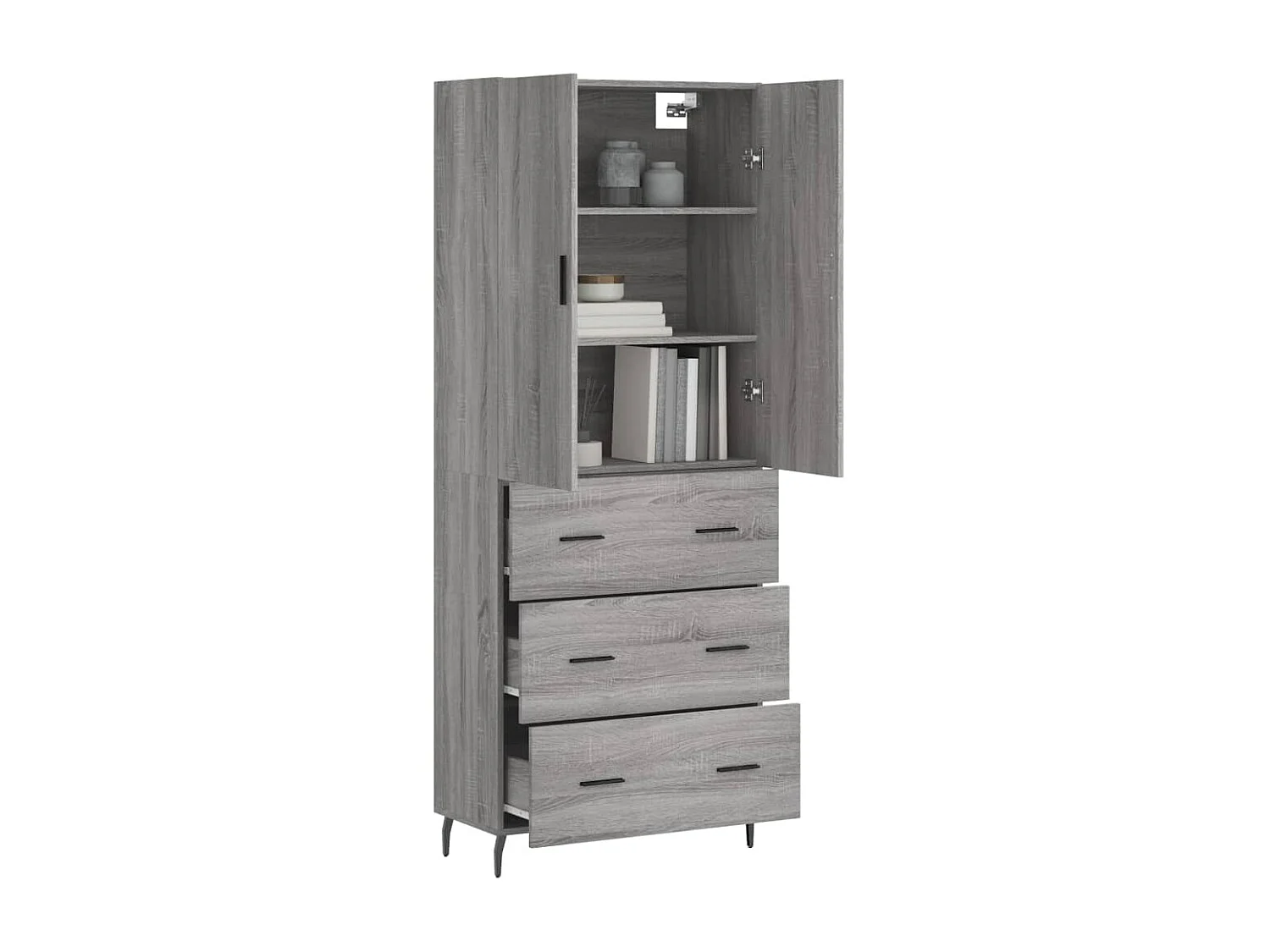 Aparador alto 69,5x34x180 cm derivados de madeira sonoma cinza PT653225