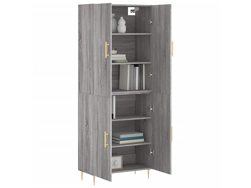 Aparador alto madera contrachapada gris sonoma 69,5x34x180 cm ES23088