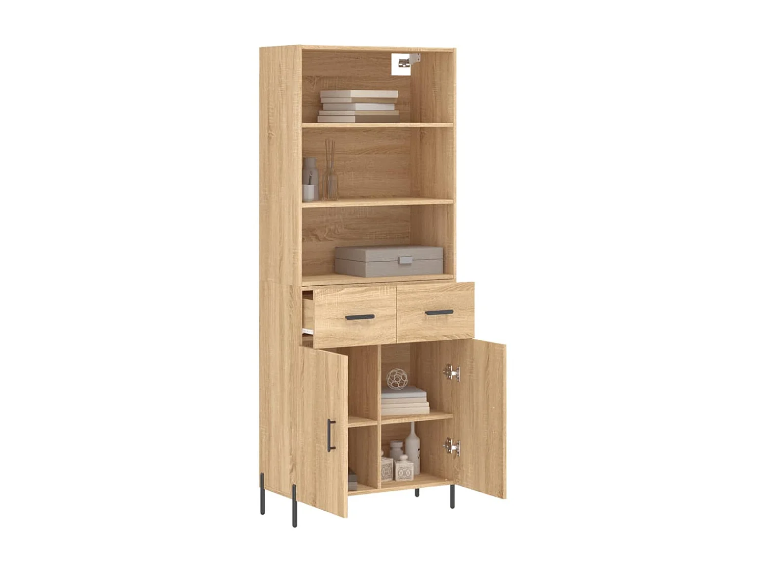 Hoge kast 69,5x34x180 cm bewerkt hout sonoma eikenkleurig NL23727