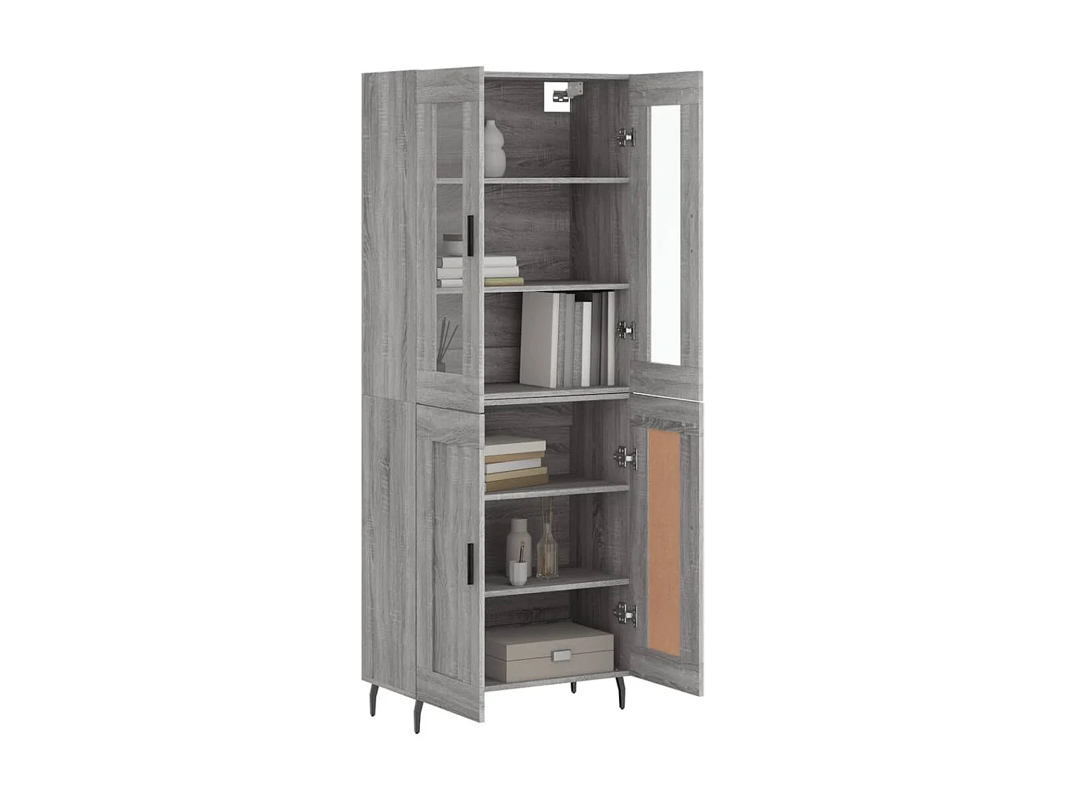 Aparador alto madera contrachapada gris sonoma 69,5x34x180 cm ES77122