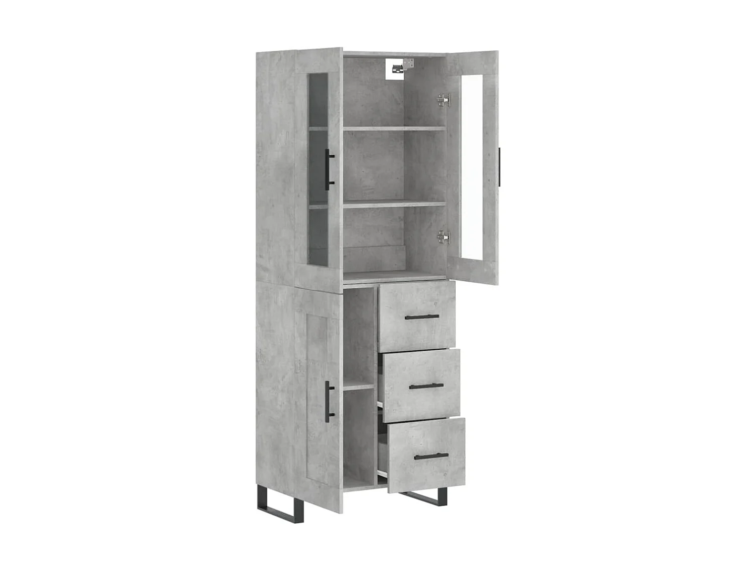 Buffet haut Gris béton 69,5x34x180 cm Bois d'ingénierie QWE20935