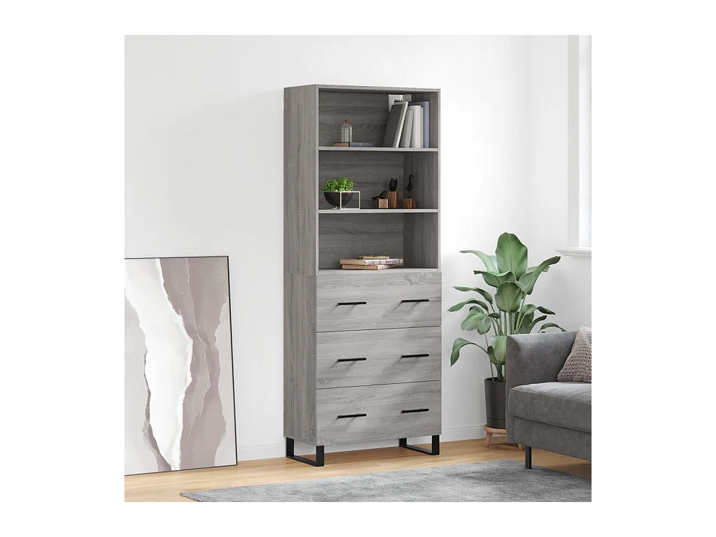 Buffet haut Sonoma gris 69,5x34x180 cm Bois d'ingénierie QWE16232