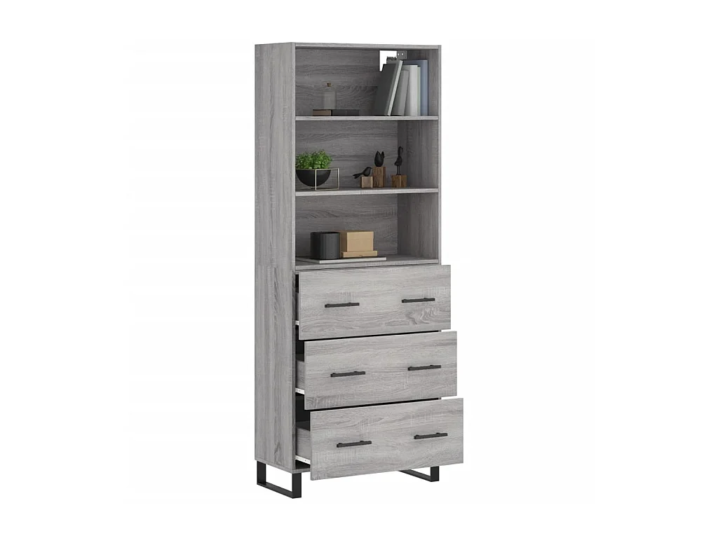 Buffet haut Sonoma gris 69,5x34x180 cm Bois d'ingénierie QWE16232