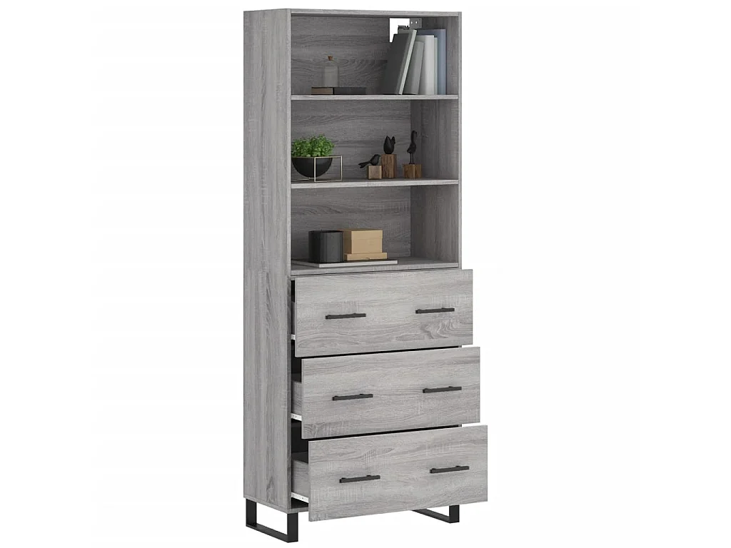 Buffet haut Sonoma gris 69,5x34x180 cm Bois d'ingénierie QWE16232