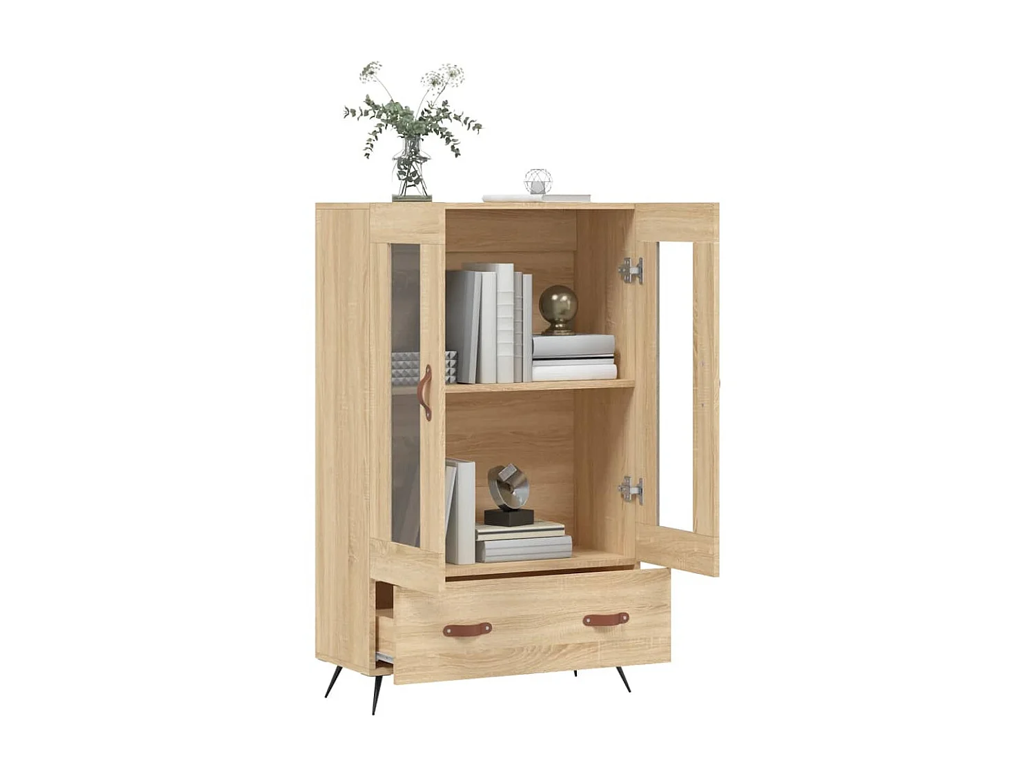 Buffet haut chêne sonoma 69,5x31x115 cm bois d'ingénierie QWE72534