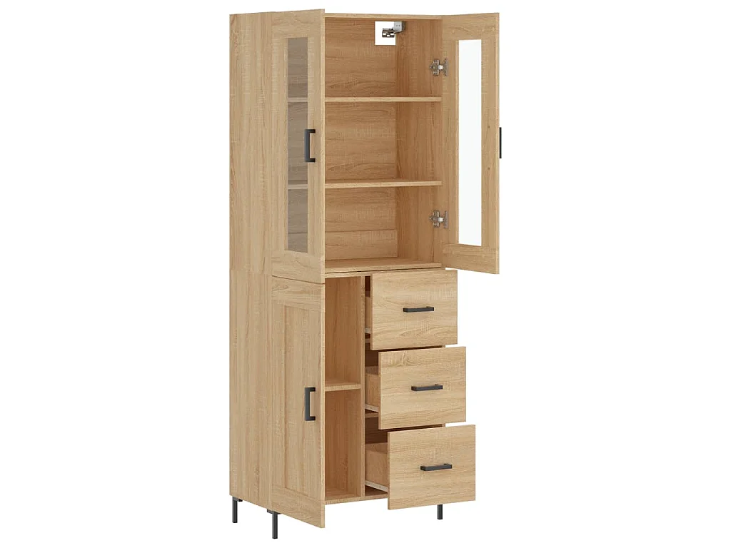 Highboard,Kommode Sonoma-Eiche 69,5x34x180 cm Holzwerkstoff -gkd525548